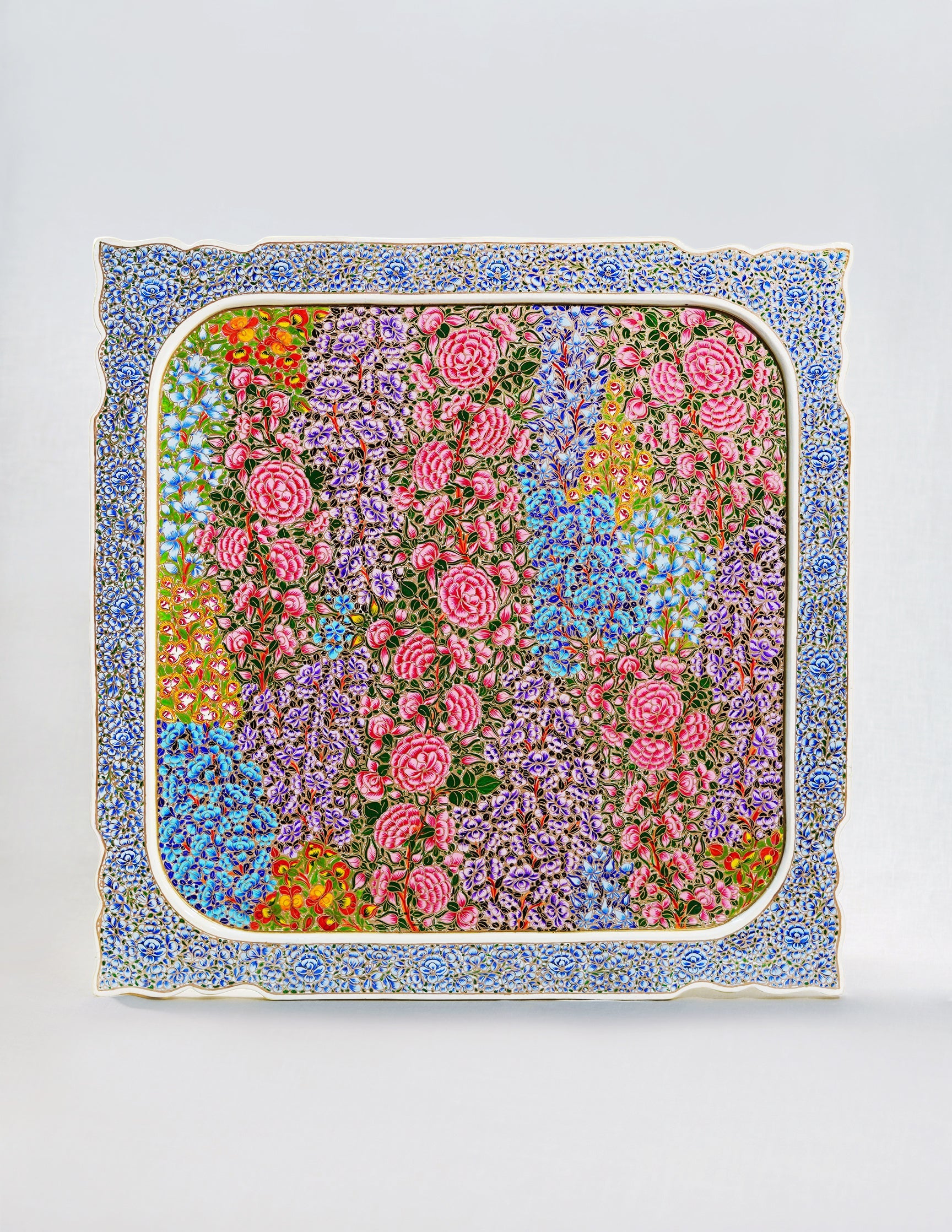 Papier-Mâché Wall Panel — Hand-Painted Design | 45 cm (L) × 45 cm (B) × 1 cm (H)