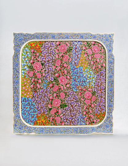 Papier-Mâché Wall Panel — Hand-Painted Design | 45 cm (L) × 45 cm (B) × 1 cm (H)