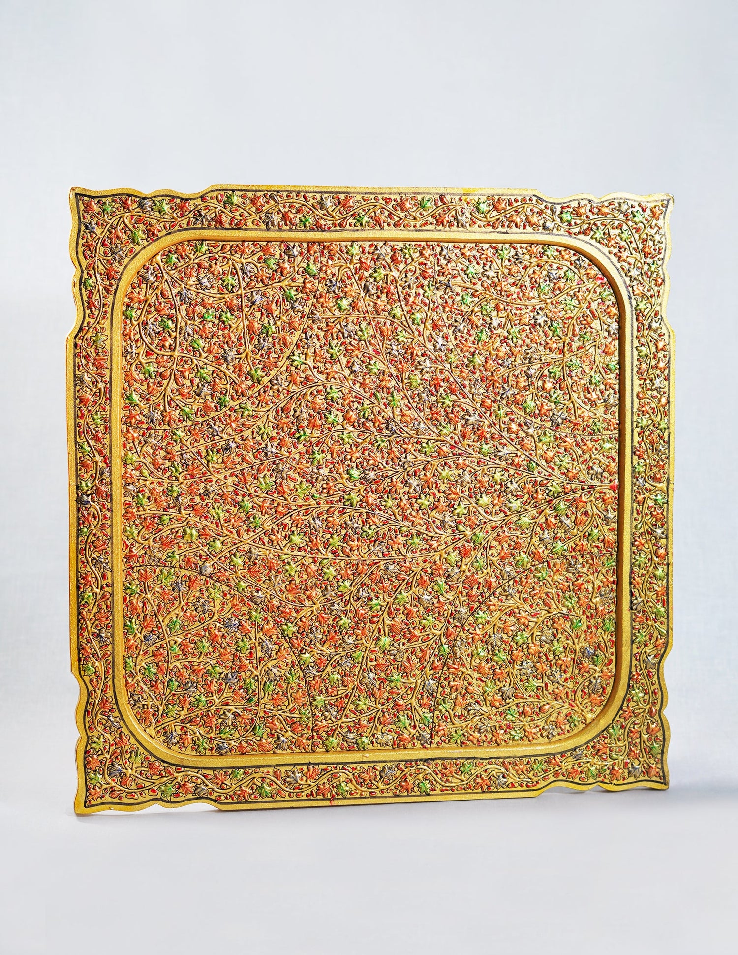 Papier-Mâché Wall Panel — Hand-Painted Design | 45 cm (L) × 45 cm (B) × 1 cm (H)