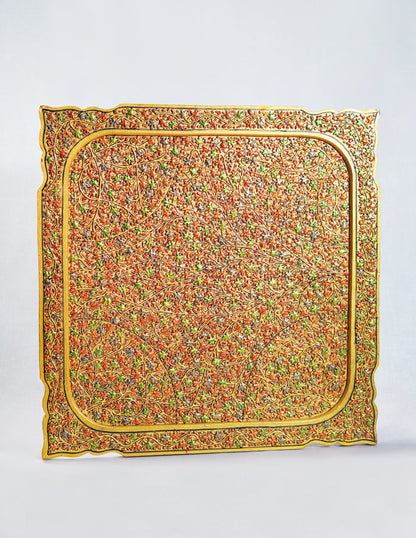 Papier-Mâché Wall Panel — Hand-Painted Design | 45 cm (L) × 45 cm (B) × 1 cm (H)
