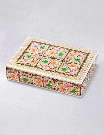 Papier-Mâché Flat Box — Hand-Painted Design | 12.5 cm (L) × 17.5 cm (B) × 4 cm (H)