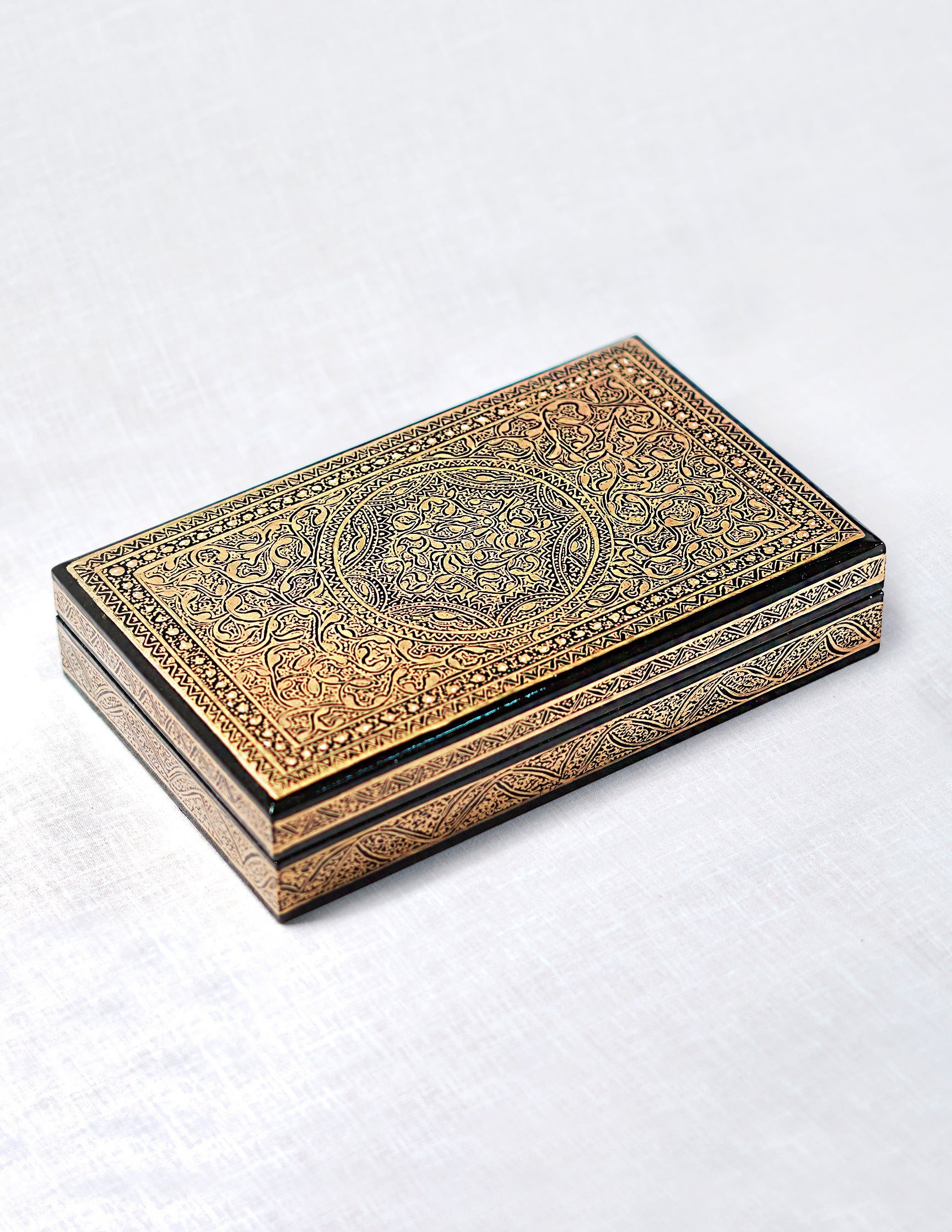 Papier-Mâché Flat Box — Hand-Painted Design | 12.5 cm (L) × 20 cm (B) × 4.3 cm (H)