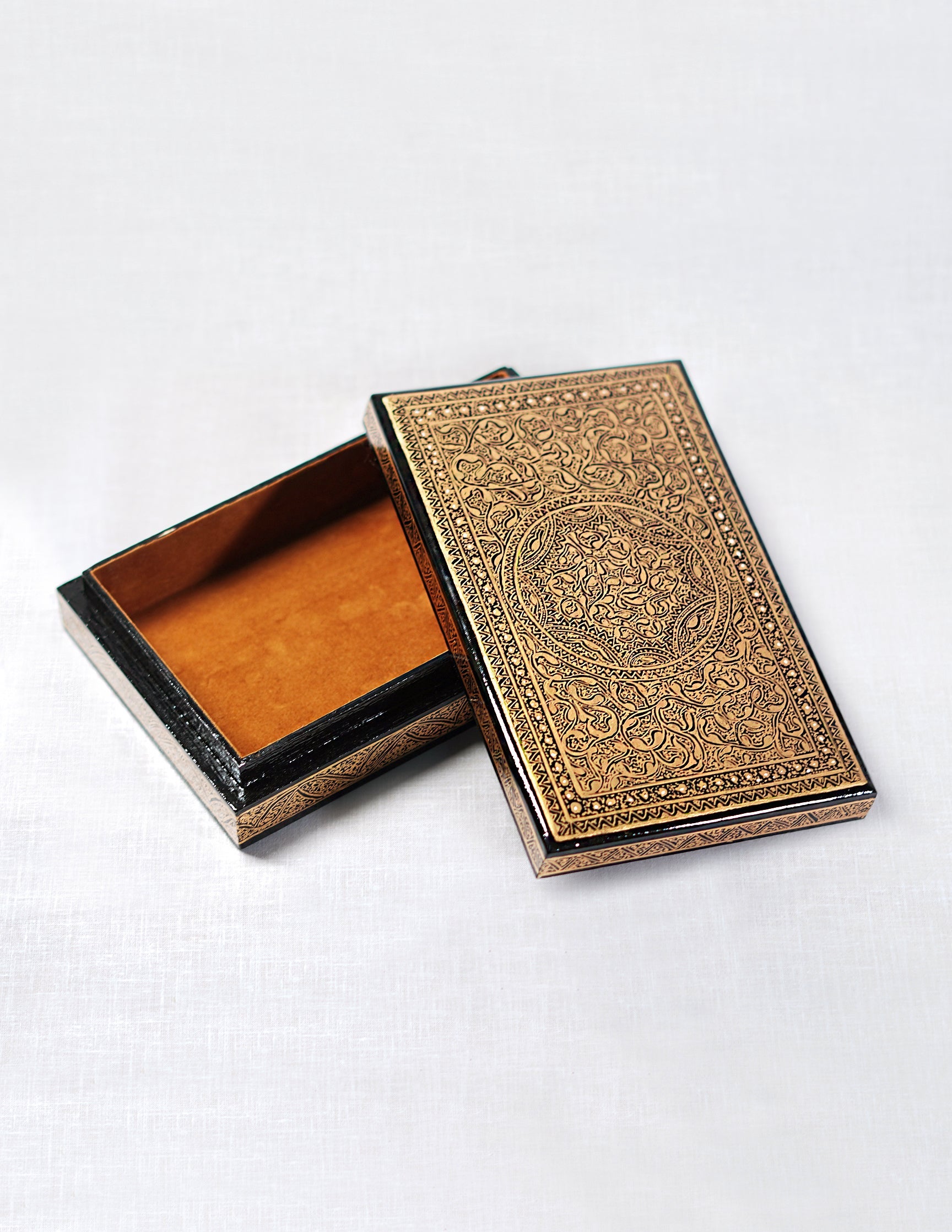 Papier-Mâché Flat Box — Hand-Painted Design | 12.5 cm (L) × 20 cm (B) × 4.3 cm (H)