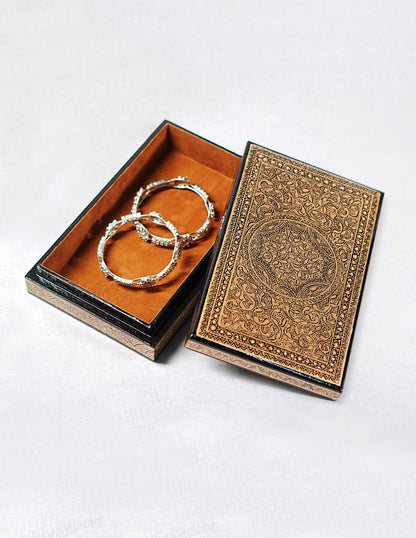 Papier-Mâché Flat Box — Hand-Painted Design | 12.5 cm (L) × 20 cm (B) × 4.3 cm (H)