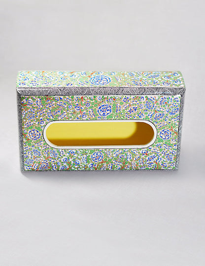 Papier-Mâché Tissue Box — Hand-Painted Design | 14.5 cm (L) × 25 cm (B) × 7.5 cm (H)
