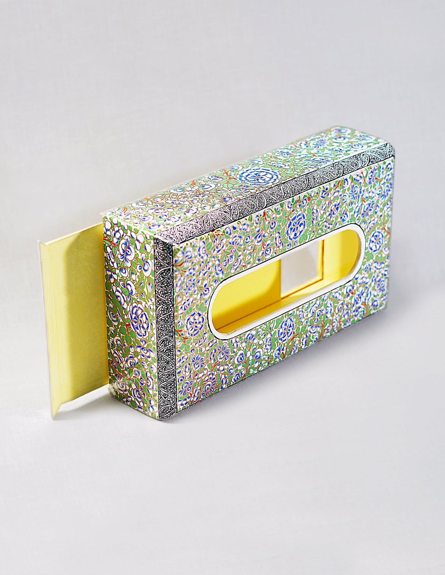 Papier-Mâché Tissue Box — Hand-Painted Design | 14.5 cm (L) × 25 cm (B) × 7.5 cm (H)