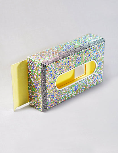 Papier-Mâché Tissue Box — Hand-Painted Design | 14.5 cm (L) × 25 cm (B) × 7.5 cm (H)
