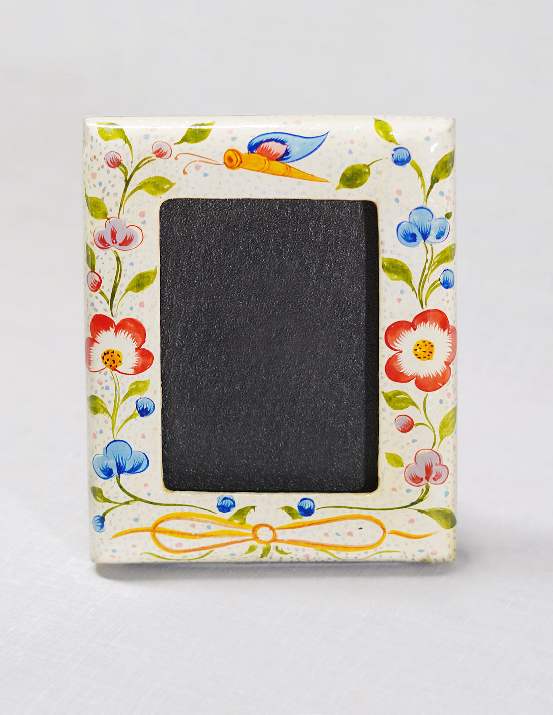 Papier-Mâché Photo Frame — Hand-Painted Design | 13 cm (L) × 10 cm (B) × 1 cm (H)