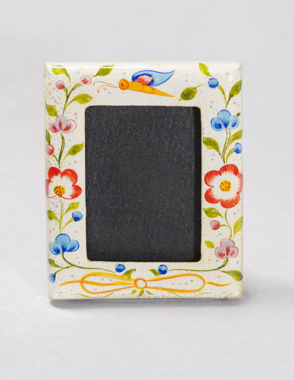 Papier-Mâché Photo Frame — Hand-Painted Design | 13 cm (L) × 10 cm (B) × 1 cm (H)
