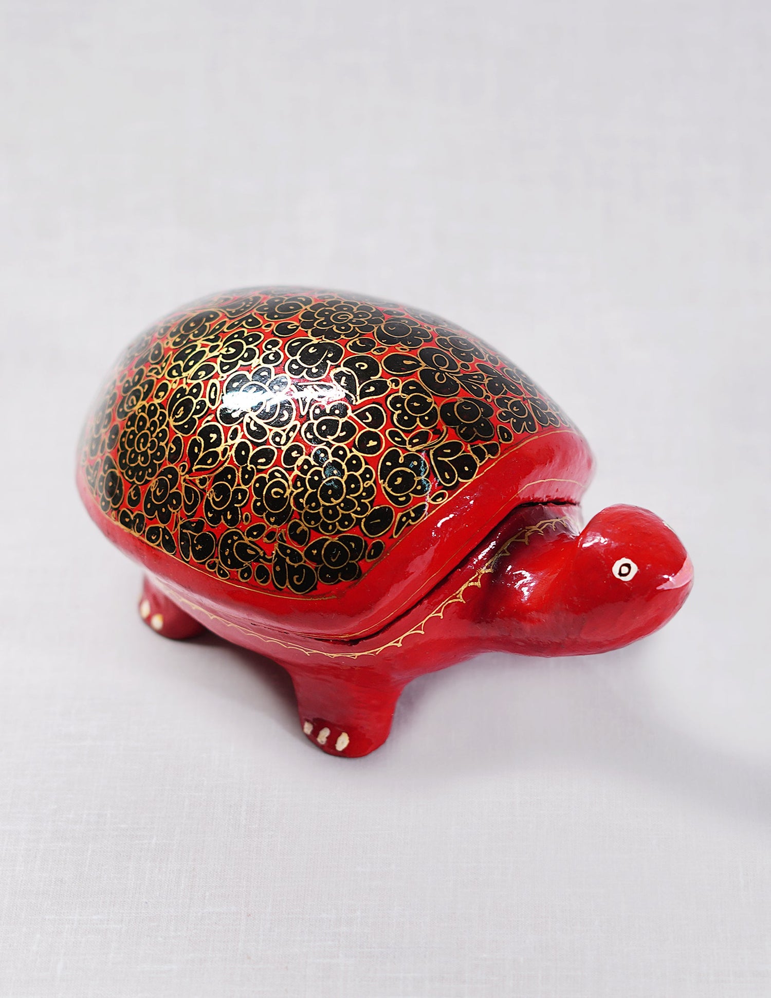 Papier-Mâché Decorative Turtle / Dry Fruit Box — Hand-Painted Design | 10 cm (L) × 18.5 cm (B) × 8 cm (H)