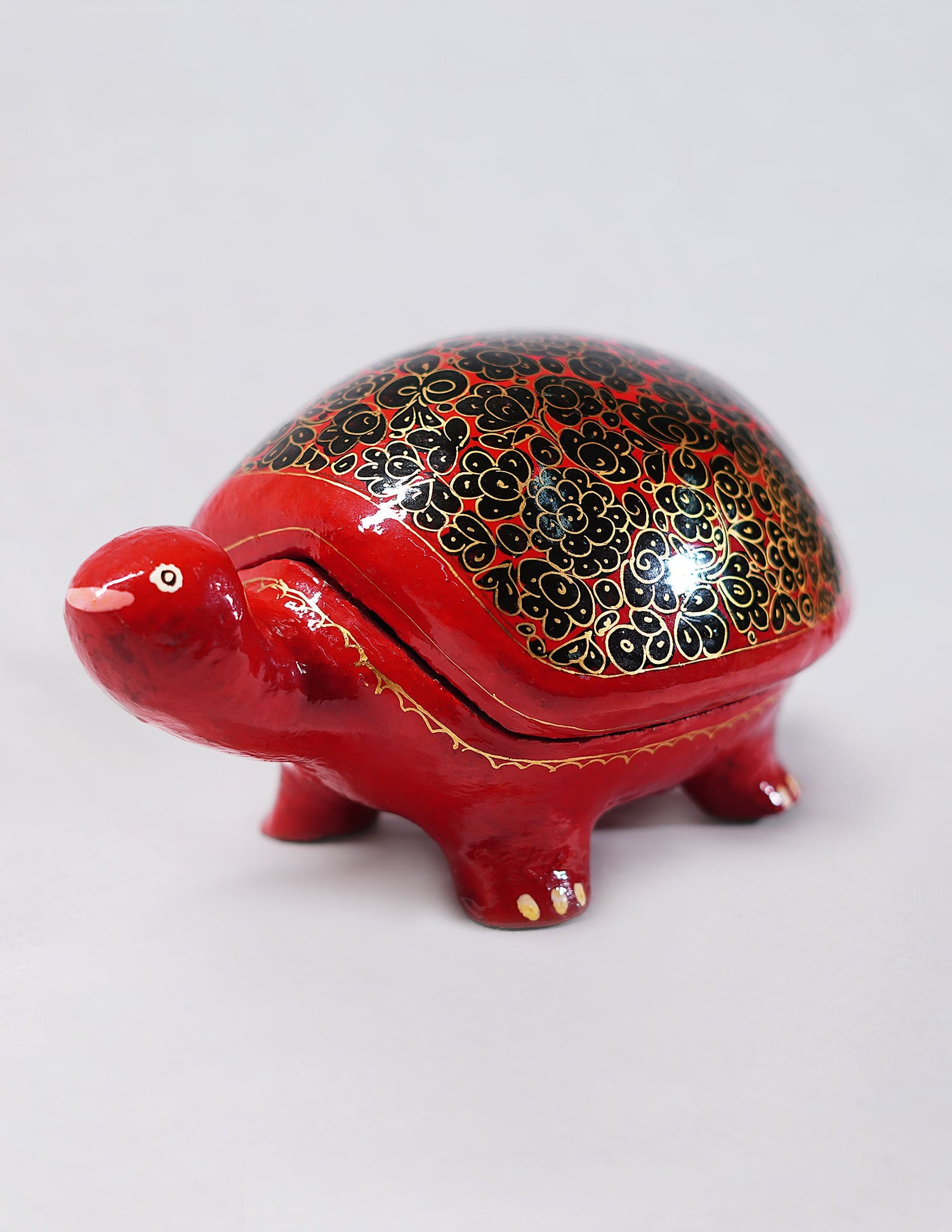 Papier-Mâché Decorative Turtle / Dry Fruit Box — Hand-Painted Design | 10 cm (L) × 18.5 cm (B) × 8 cm (H)