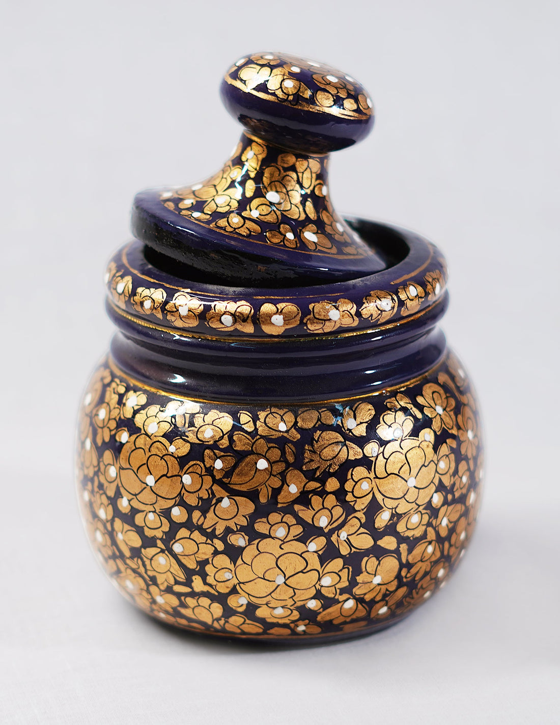 Papier-Mâché Sugar Pot — Hand-Painted Design | Ø 5.5 cm × 12.5 cm (H)