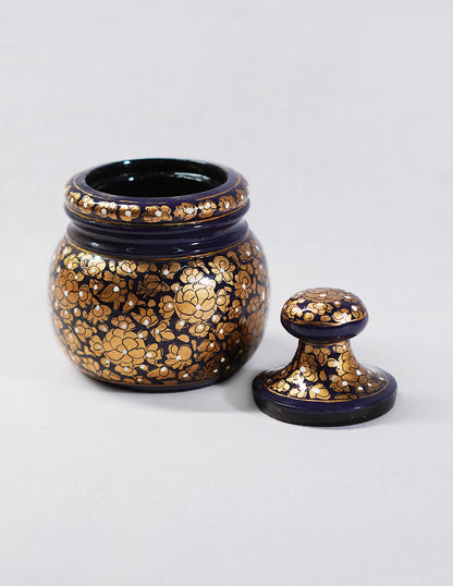 Papier-Mâché Sugar Pot — Hand-Painted Design | Ø 5.5 cm × 12.5 cm (H)
