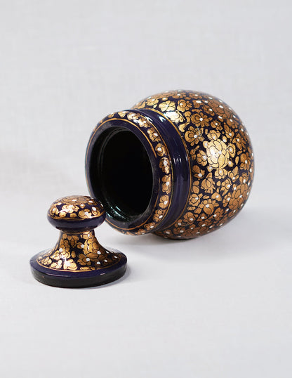 Papier-Mâché Sugar Pot — Hand-Painted Design | Ø 5.5 cm × 12.5 cm (H)