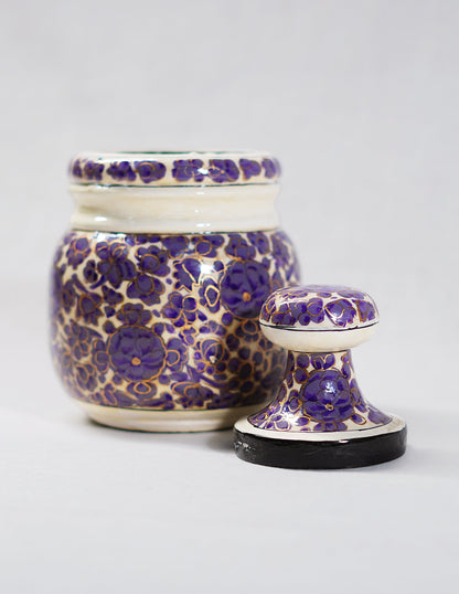Papier-Mâché Sugar Pot — Hand-Painted Design | Ø 5 cm × 12.5 cm (H)