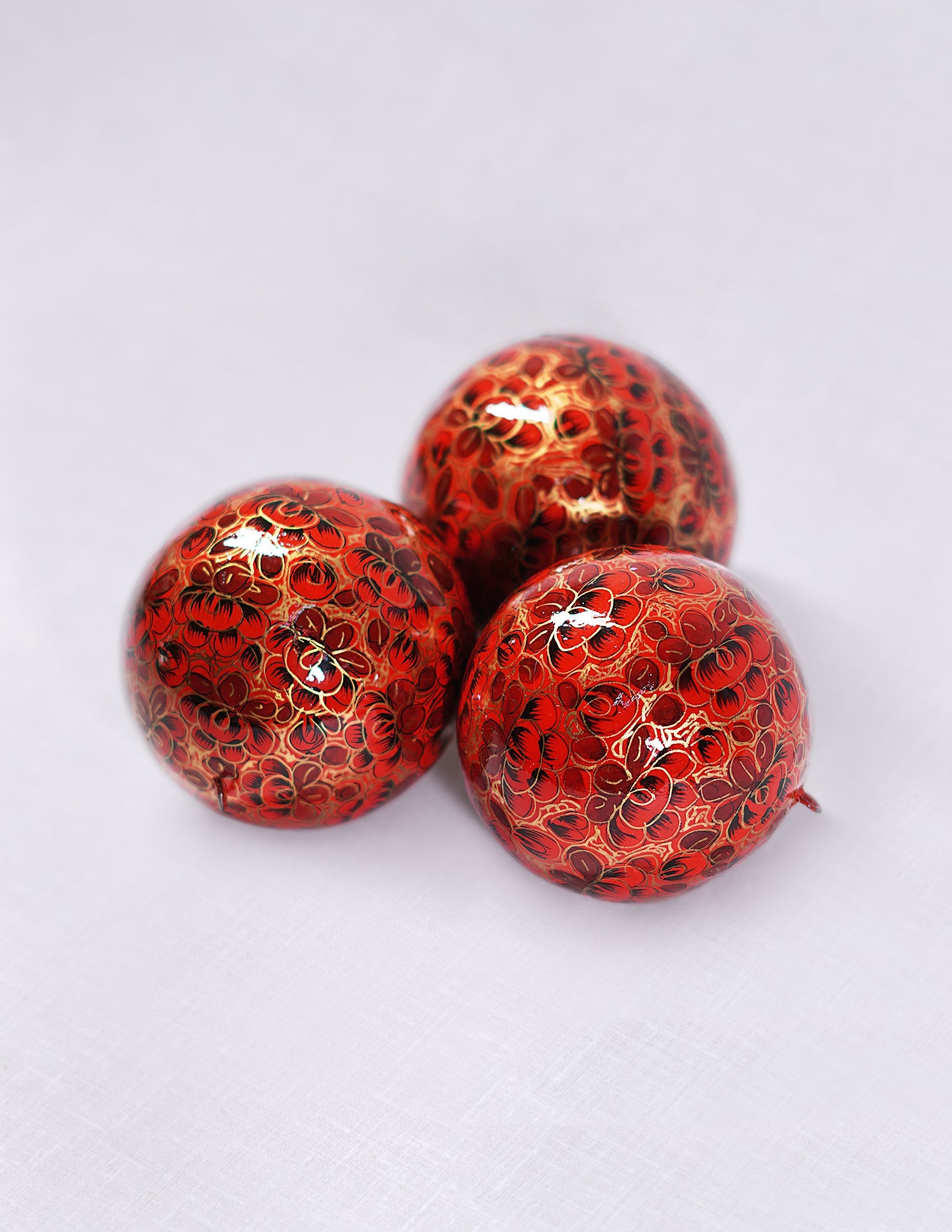 Papier-Mâché Balls (Set of 3) — Hand-Painted Design | Ø 7 cm each (set of 3)