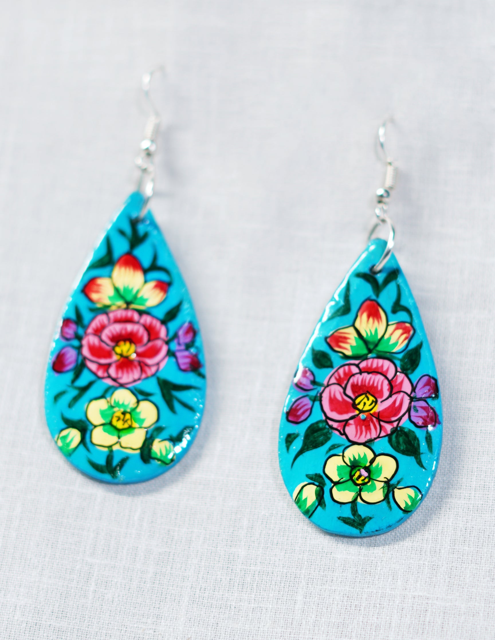 Papier-Mâché Ear Ring (Set of 2) — Hand-Painted Design | 2.5 cm (L) × 5 cm (B)