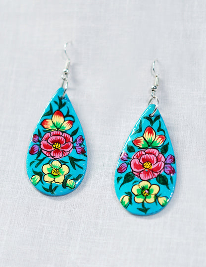 Papier-Mâché Ear Ring (Set of 2) — Hand-Painted Design | 2.5 cm (L) × 5 cm (B)