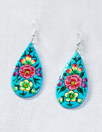 Papier-Mâché Ear Ring (Set of 2) — Hand-Painted Design | 2.5 cm (L) × 5 cm (B)