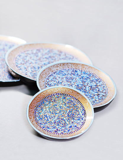 Papier-Mâché Roti Plate / Wall Plate — Hand-Painted Design | Ø 15 cm, Ø 20 cm, Ø 25 cm &amp; Ø 28 cm (set of 4 plates)