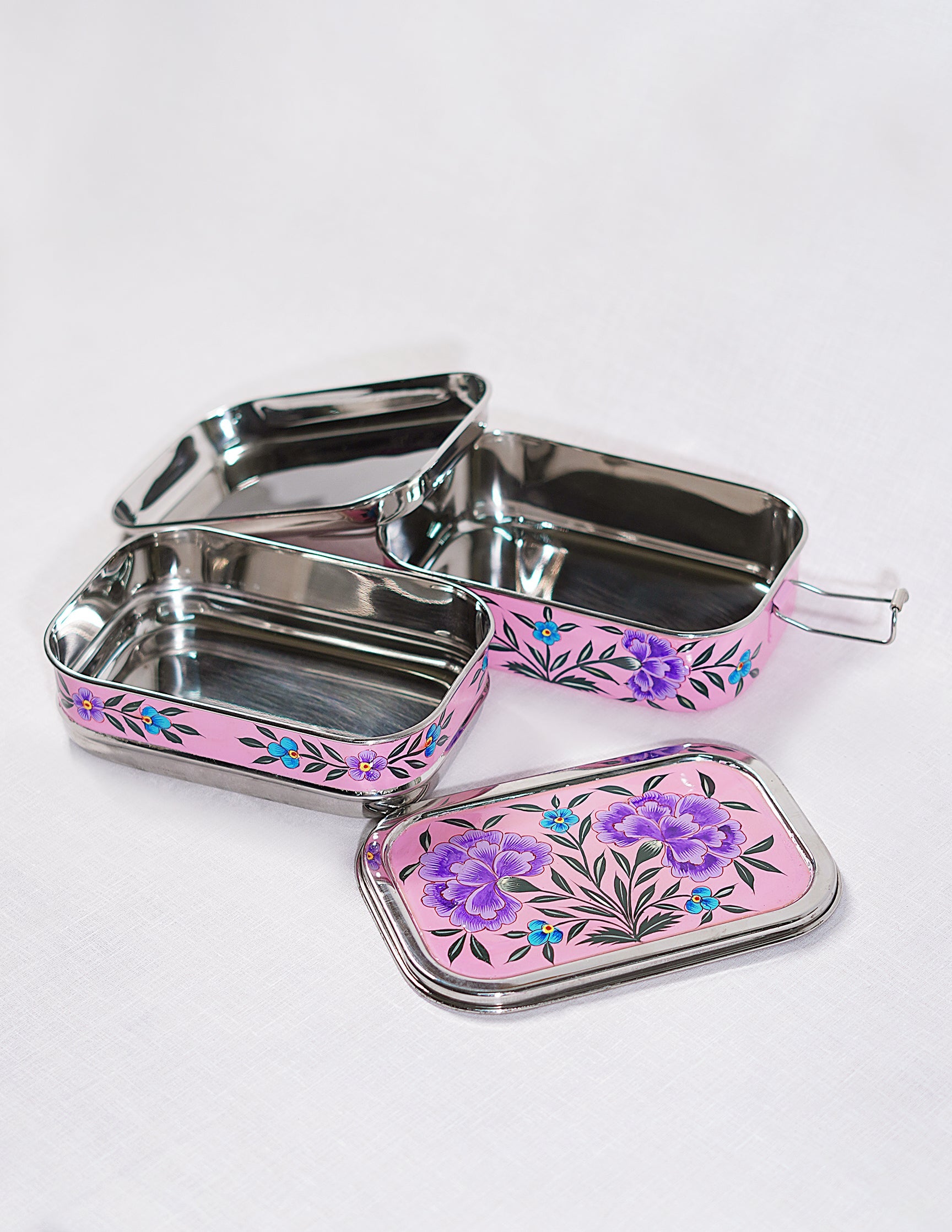 Papier-Mâché Tiffen Box — Hand-Painted Design | 11.5 cm (L) × 17.5 cm (B) × 8 cm (H)