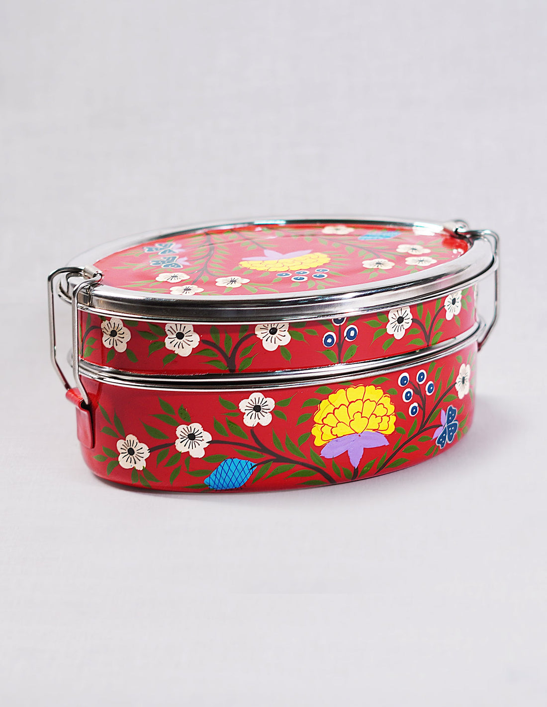Papier-Mâché Tiffen Box — Hand-Painted Design | 12.5 cm (L) × 17.5 cm (B) × 8 cm (H)