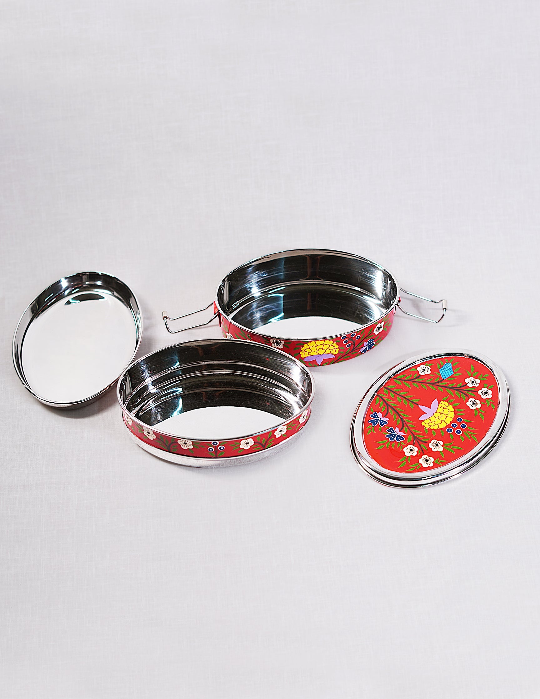Papier-Mâché Tiffen Box — Hand-Painted Design | 12.5 cm (L) × 17.5 cm (B) × 8 cm (H)