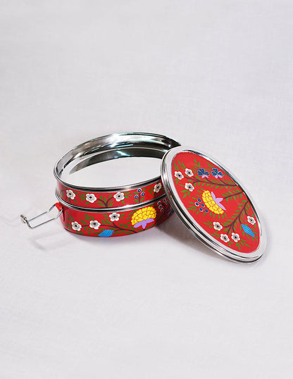 Papier-Mâché Tiffen Box — Hand-Painted Design | 12.5 cm (L) × 17.5 cm (B) × 8 cm (H)
