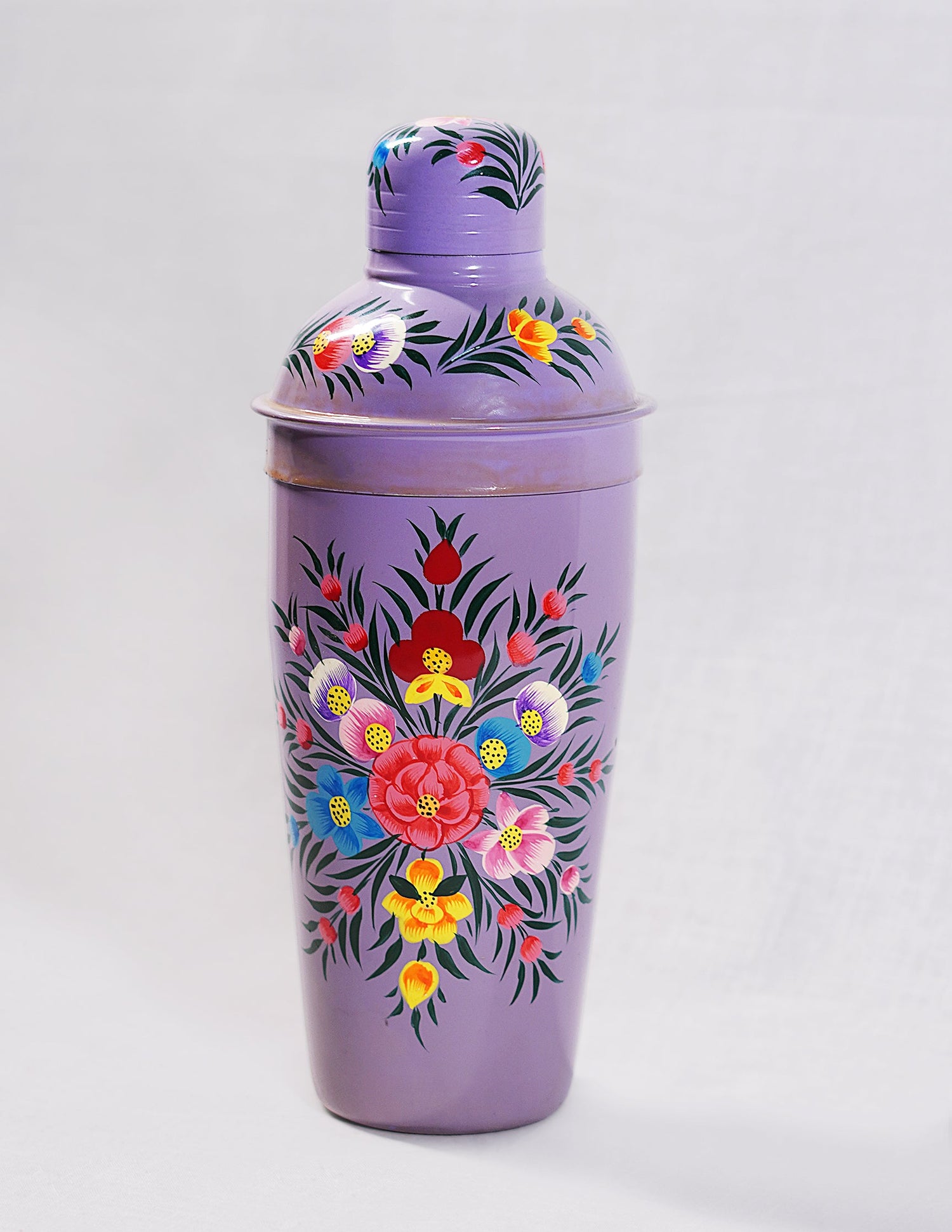 Papier-Mâché Cocktail Shaker — Hand-Painted Design | Ø 8.5 cm × 24 cm (H)