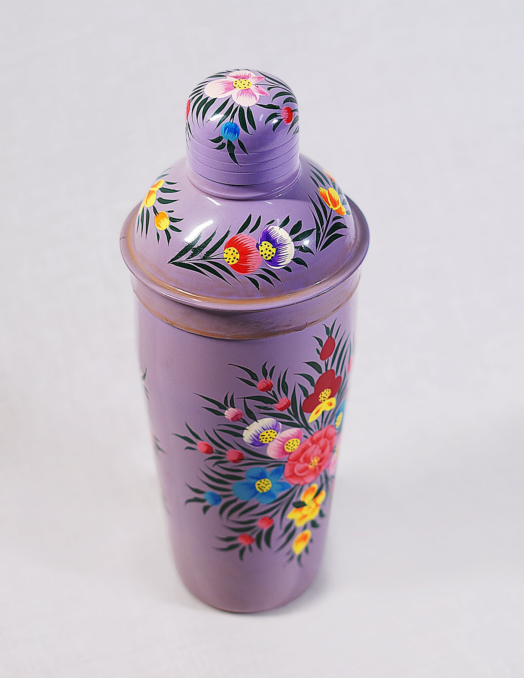 Papier-Mâché Cocktail Shaker — Hand-Painted Design | Ø 8.5 cm × 24 cm (H)