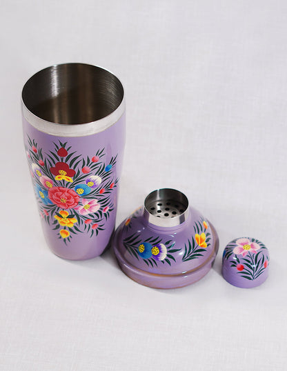 Papier-Mâché Cocktail Shaker — Hand-Painted Design | Ø 8.5 cm × 24 cm (H)