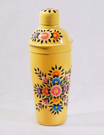 Papier-Mâché Cocktail Shaker — Hand-Painted Design | Ø 8.5 cm × 24 cm (H)