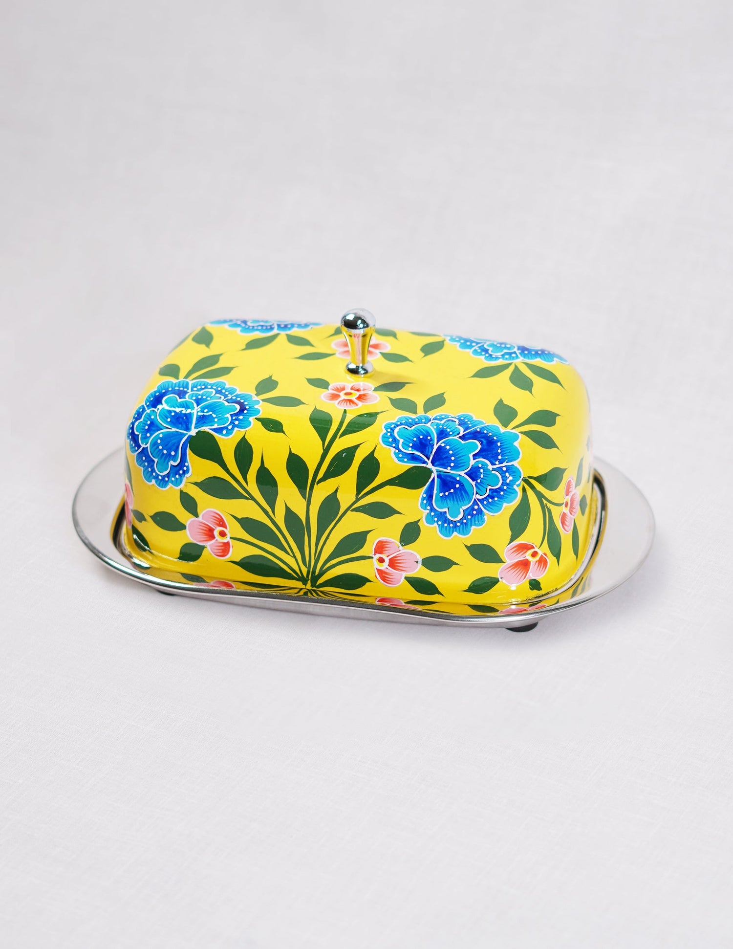 Papier-Mâché Butter Box — Hand-Painted Design | 13 cm (L) × 21.5 cm (B) × 10 cm (H)