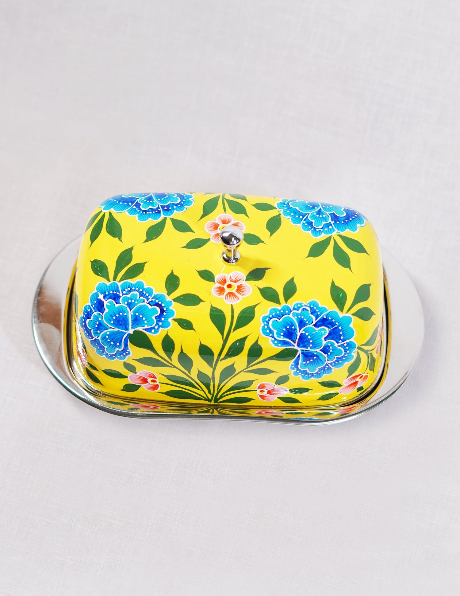 Papier-Mâché Butter Box — Hand-Painted Design | 13 cm (L) × 21.5 cm (B) × 10 cm (H)