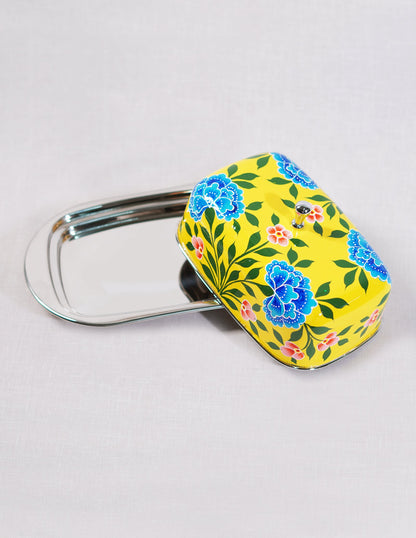 Papier-Mâché Butter Box — Hand-Painted Design | 13 cm (L) × 21.5 cm (B) × 10 cm (H)