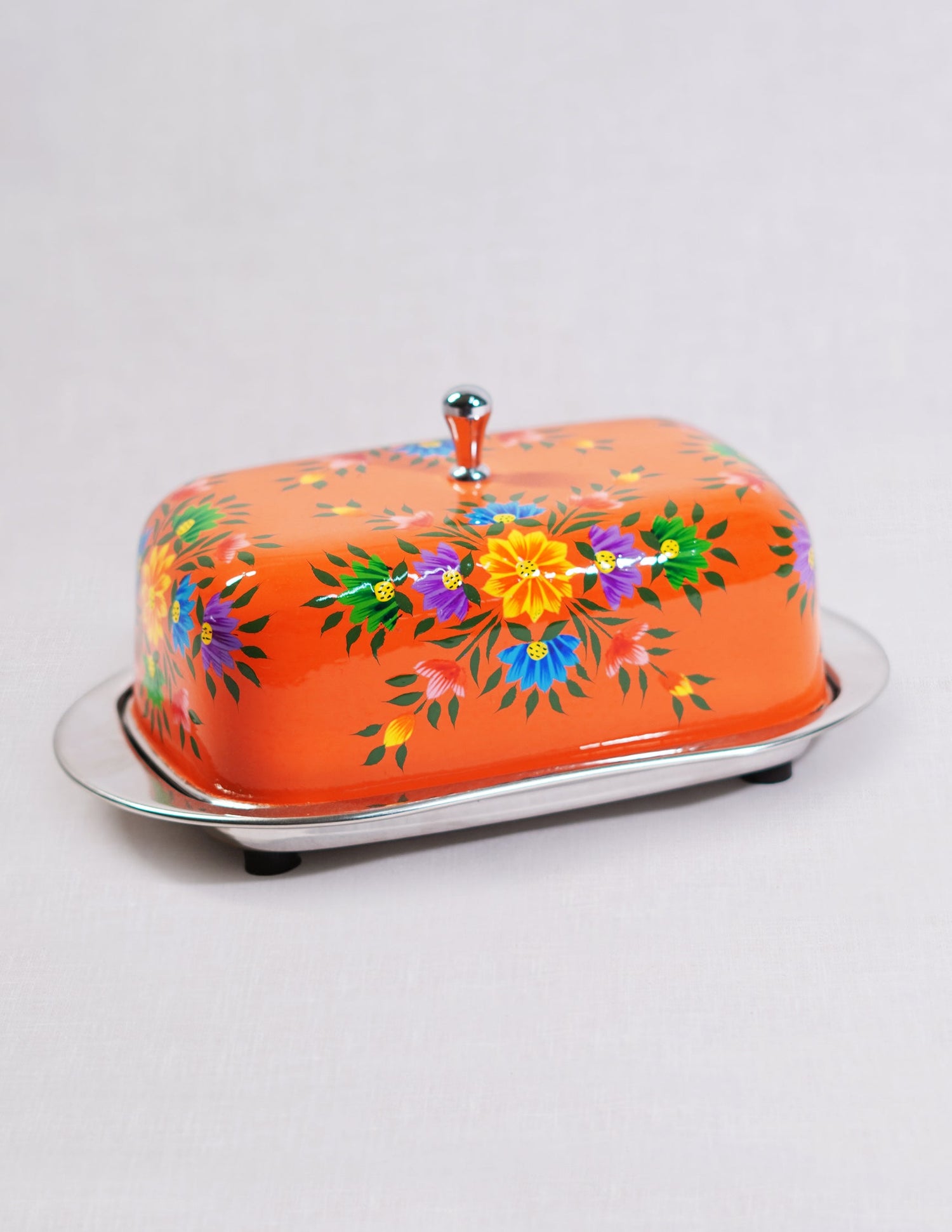 Papier-Mâché Butter Box — Hand-Painted Design | 13 cm (L) × 21.5 cm (B) × 10 cm (H)
