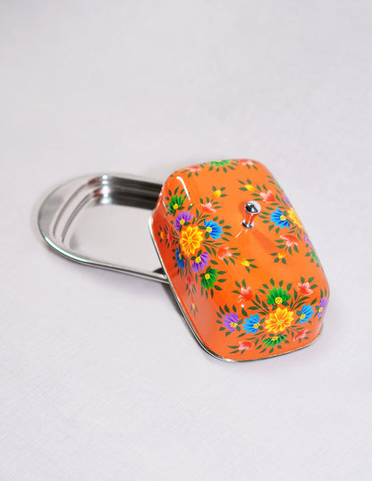 Papier-Mâché Butter Box — Hand-Painted Design | 13 cm (L) × 21.5 cm (B) × 10 cm (H)