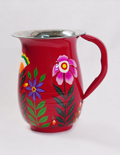 Papier-Mâché Jug — Hand-Painted Design | Ø 14 cm × 18 cm (H)