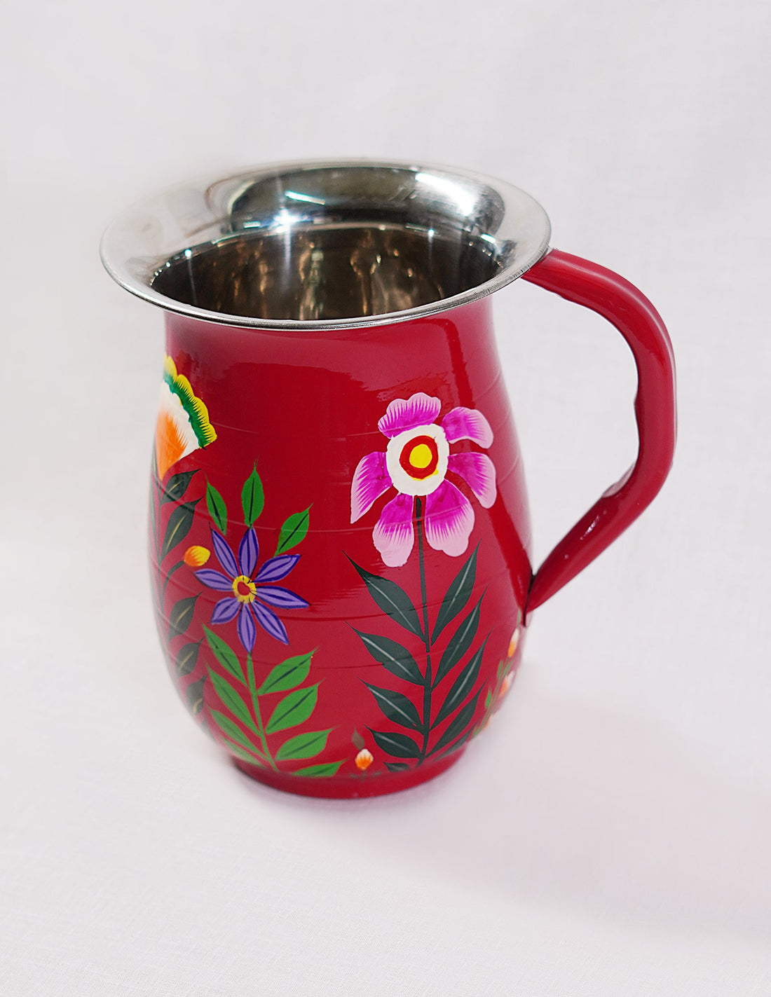 Papier-Mâché Jug — Hand-Painted Design | Ø 14 cm × 18 cm (H)