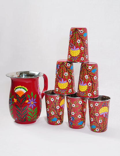 Papier-Mâché Jug — Hand-Painted Design | Ø 14 cm × 18 cm (H)