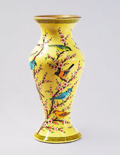 Papier-Mâché Flower Vase — Hand-Painted Design | Ø 11.5 cm × 29 cm (H)