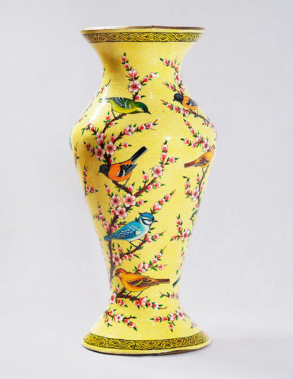 Papier-Mâché Flower Vase — Hand-Painted Design | Ø 11.5 cm × 29 cm (H)