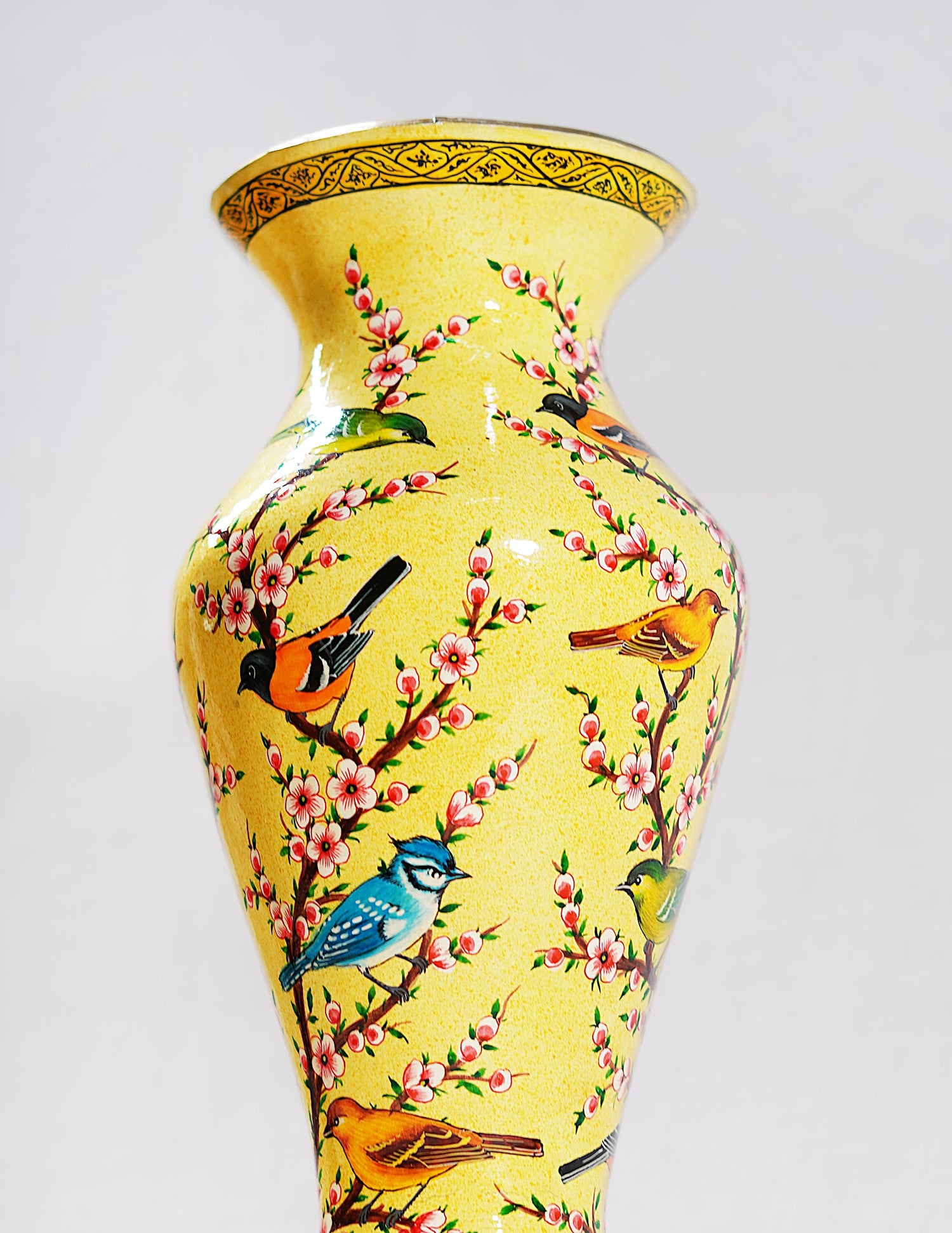 Papier-Mâché Flower Vase — Hand-Painted Design | Ø 11.5 cm × 29 cm (H)