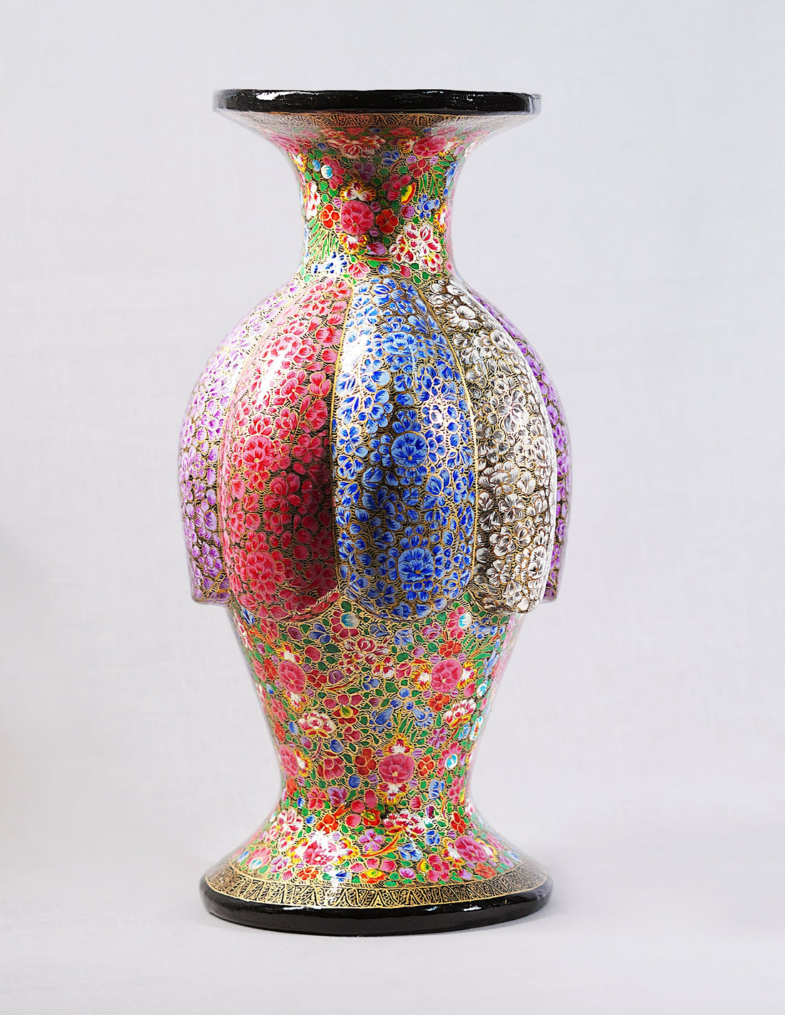 Papier-Mâché Flower Vase — Hand-Painted Design | Ø 15 cm × 38 cm (H)