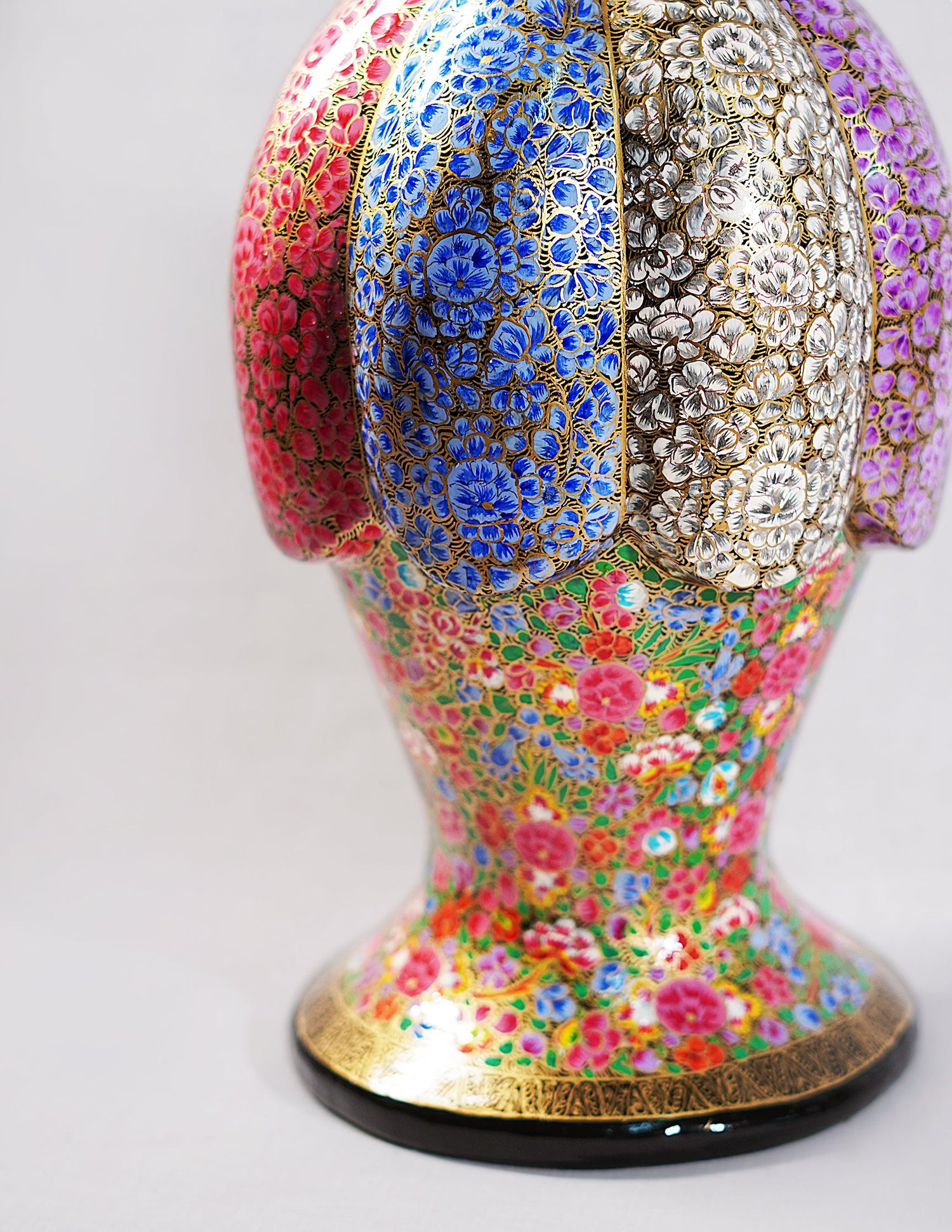 Papier-Mâché Flower Vase — Hand-Painted Design | Ø 15 cm × 38 cm (H)