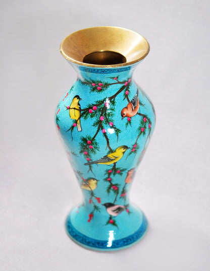 Papier-Mâché Flower Vase — Hand-Painted Design | Ø 11.5 cm × 29 cm (H)