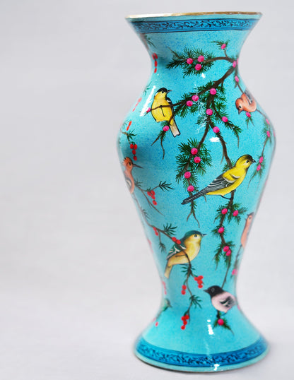 Papier-Mâché Flower Vase — Hand-Painted Design | Ø 11.5 cm × 29 cm (H)