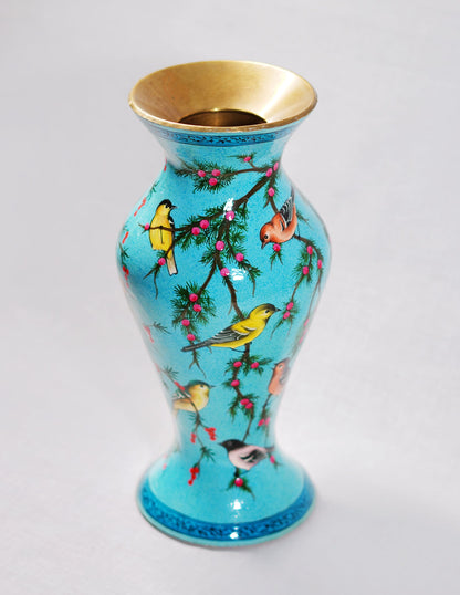 Papier-Mâché Flower Vase — Hand-Painted Design | Ø 11.5 cm × 29 cm (H)