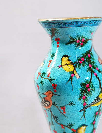 Papier-Mâché Flower Vase — Hand-Painted Design | Ø 11.5 cm × 29 cm (H)