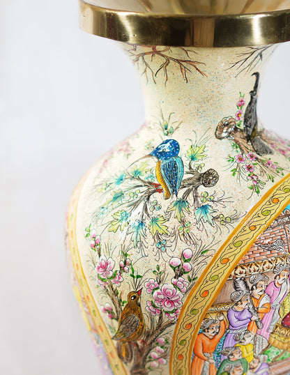 Papier-Mâché Flower Vase — Hand-Painted Design | Ø 17 cm × 51 cm (H)